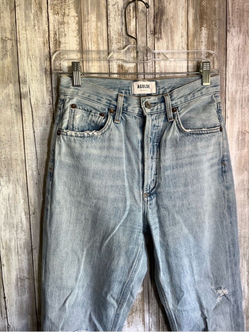 AGOLDE Riley High Rise Straight Crop Jeans Light Wash Raw Hem 25 - Picture 5 of 9